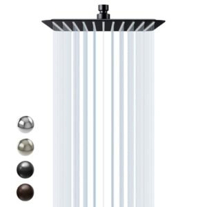 RISE 10 Inch Rain Shower Head Matte Black 304 Stailess Steel High Pressure Rainfall Showerhead