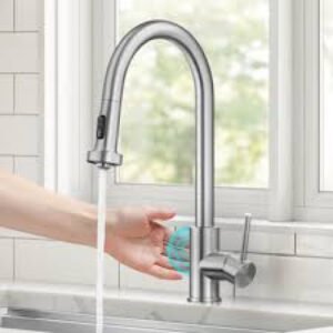 SGLE HDLE PULL OUT SINK FAUCET BRASS BODY 16'' W/PLATE SATIN FINISH