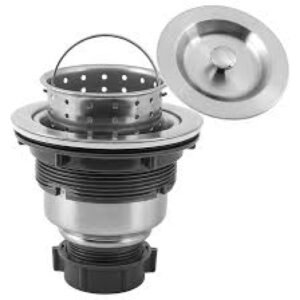 Kitchen Sink Drain Assembly, Kitchen Sink Strainer with Deep Removable Waste Basket, Stainless Steel Sink Basket Strainer with Drain Assembly for 3-1/2-inch Sink Opening Size (Brushed Nickel)