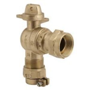 FORD BA43-444W-G-NL Ball Meter Angle Valve, 1 in Nominal, Grip Joint Nut For CTS x Meter Swivel Nut, 1 in, 300 psi, Brass Body, EPDM O-Ring/EPDM Rubber Gasket Softgoods