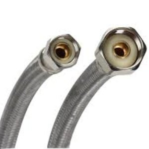 SS BRAIDED FAUCET CONNECTOR, 3/8" COMP x 1/2" F, 16"