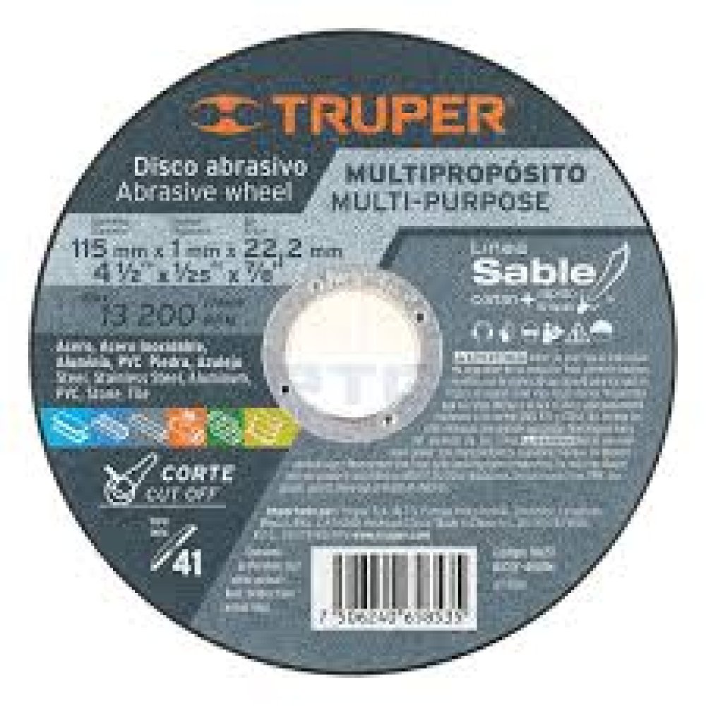 Truper DICOF- 4510M 4-1/2" x 1mm Type 41 Multi-Material Cutting Blade, Saber