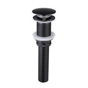 Bathroom Sink Drain Without Overflow Vessel Sink Lavatory Vanity Pop Up Drain Stopper Matte Black, All Metal Rustproof Brass and 304 Stainless Steel