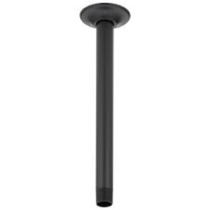 OFFO Shower Arm with Flange, 6 Inches Ceiling Mount Replacement Rain Shower Head Straight Arm Ceiling-Mounted For Fixed Shower Head & High Pressure Rain, Matte Black