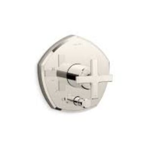 Occasion® Rite-Temp® valve trim with push-button diverter and cross handle  K-T27044-3-SN