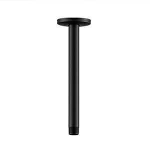 Shower Arm with Flange 10 in Ceiling Mount Replacement Rain Shower Head Straight Arm Ceiling-Mounted For Fixed Shower Head & High Pressure Rain Matte Black