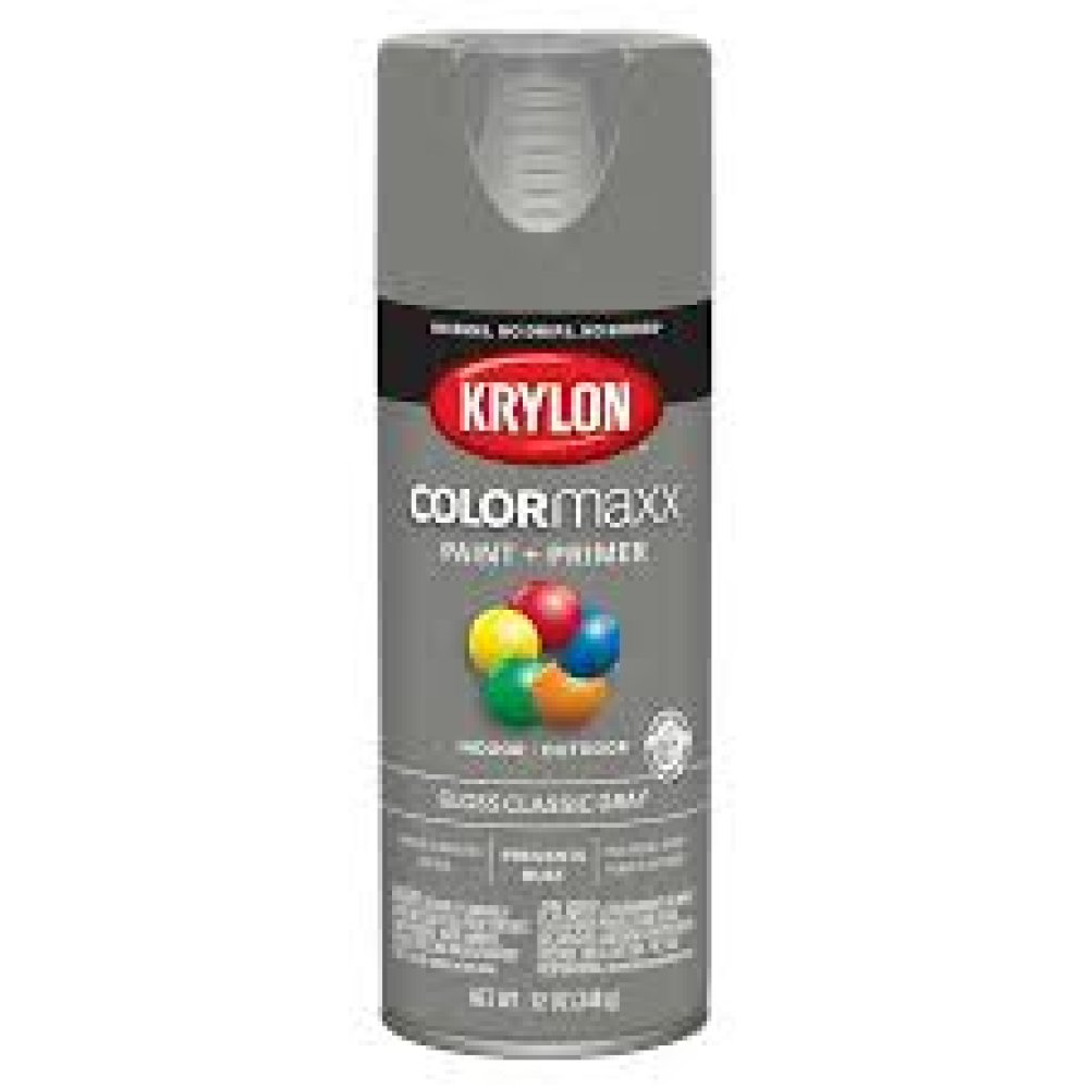 12 Oz Krylon K05513007 Classic Gray COLORmaxx Paint & Primer Spray Paint, Gloss