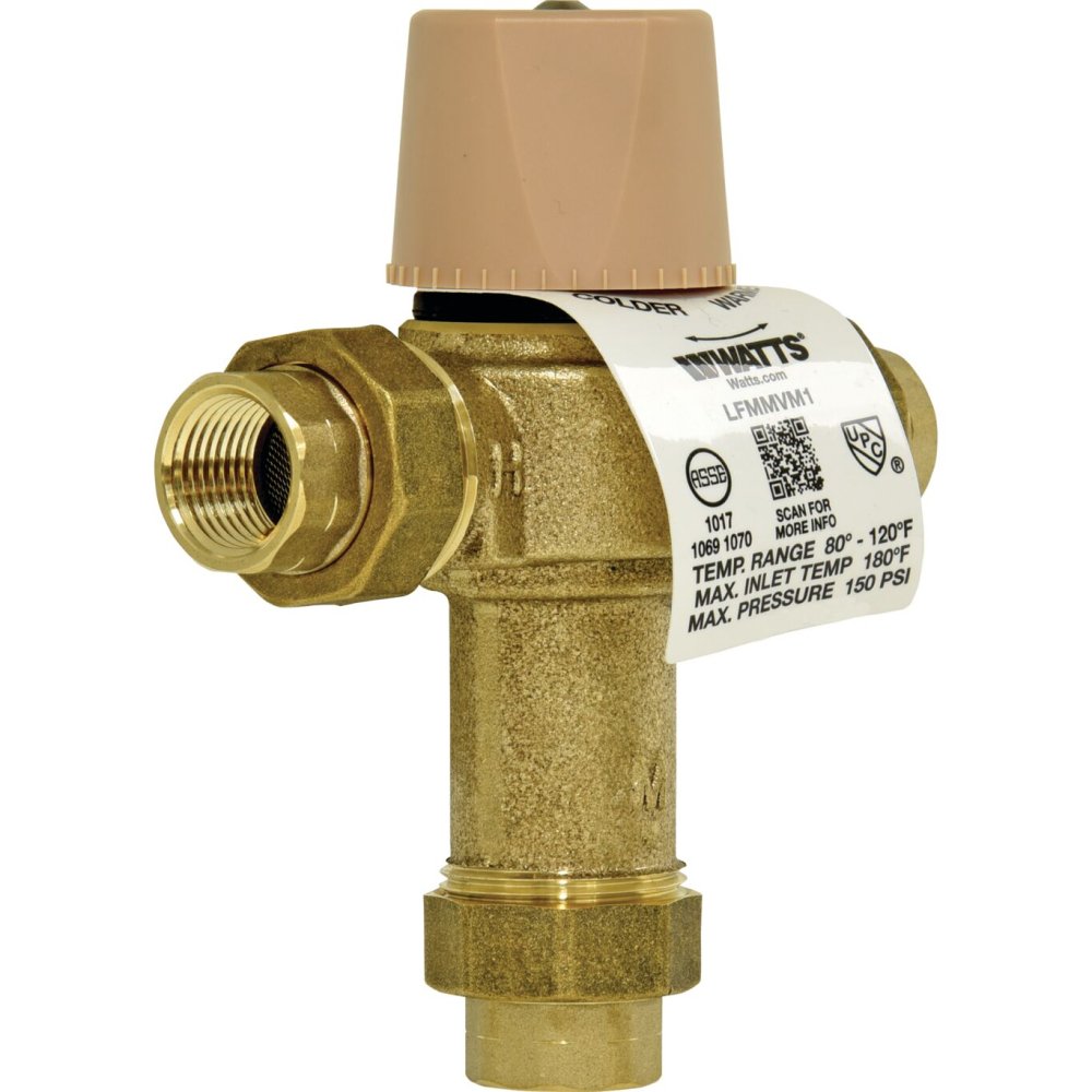Watts - LFMMV-M1-UT - 3/4 Union Inlet Type Thermostatic Mixing Valve,No Lead Copper Silicon Alloy, 13 gpm
