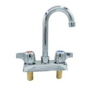 BK Resources BKD-5G-G Deck Mount Faucet 4 Inch OC with Gooseneck Spout Polished Nickel Chrome Finish
