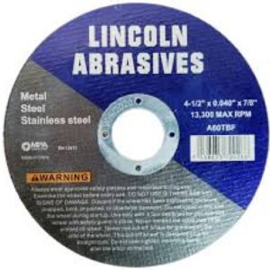 4.5" X .040" X 7/8" Cut-Off Wheels Lincoln Abrasives Metal & Stainless Steel