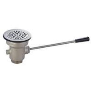 BK Resources BK-SLW-2 Straight Lever Waste Drain w/ Overflow Outlet & Cap Fits 3-1/2" Sink Opening