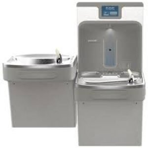 LZSTL8WSLP Enhanced Bottle Filler & Bi-Level ADA Cooler Refrigerated Light Gray Granite High Capacity Lead Drop Down Wrapper