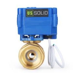 U.S. Solid Motorized Ball Valve- 1" Brass Ball Valve with Standard Port, 9-24V AC/DC and 2 Wire Auto Return Setup