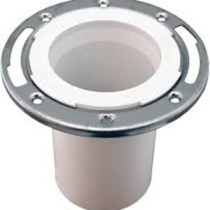 PVC 3 X 4 CLOSET FLANGE WITH ADJUSTABLE STAINLESS STEEL STAMPED RING