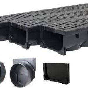 Drainage Trench Set - Channel Drain With Grate - Black Plastic - 3 x 39" - (117" Total Length)