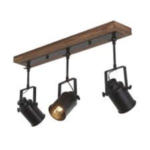 INDUSTRIAL 3- LIGHT SEMI FLUSH TRACK LIGHT BLACK