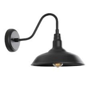 Black Gooseneck Barn Light for Farmhouse 10 Inch Dome Exterior Lights Fixture with Wall Mount, Outdoor Wall Sconce for Garage Porch Patio