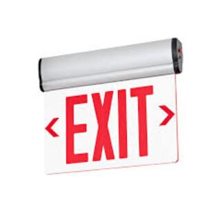 Exit Sign ,Brushed Aluminum Housing Single-Sided Clear Rotating Acrylic Panel,Hardwired Emergency Exit Signs with Battery Backup, 120V-347VAC,Red Led Emergency Exit Light for Business , UL Listed,Top/Side/Wall Moun
