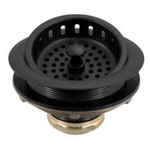 BS10401MB-10P Stick Post Basket Strainer, 3-1/2" Metal Kitchen Strainer, Standard Size Sink Strainer, Strainer with Rubber Stopper, Matte Black Finish