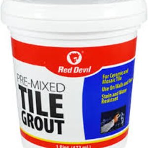 Red Devil 0428 Pre-Mixed Tile Grout - Professional Quality, Excellent Adhesion, Ideal for Wall & Floor Use - 1 Pint, White, Made in USA