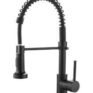 Matte Black Spring Kitchen Faucet Pull Down Sprayer, Rv Kitchen Sink with Pull Out Sprayer, 3 Function Single Handle Laundry Faucet