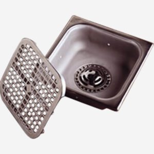 SANI-CEPTOR STAINLESS STEEL FLOOR, AREA & INDIRECT WASTED DRAINS WITH 12'' ( 304 ) STAINLESS STEEL SQUARE TOPS