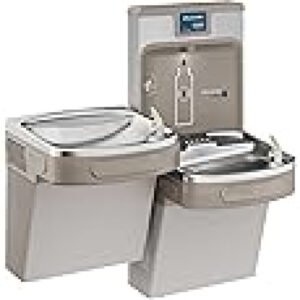 Enhanced Bottle Filler & Bi-Level ADA Cooler Refrigerated Light Gray Granite High Capacity Lead Drop Down Wrapper