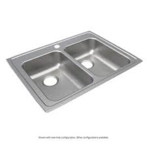 Stainless Steel 29" x 22" x 6-1/2" Equal Double Bowl Drop-in ADA Sink