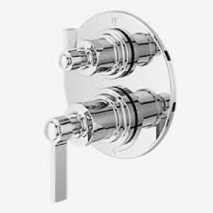 Pfister Contempra Pressure Balanced Valve Trim Only with Do    Part # R89-STB0K Brushed Nickel Finish uble Lever Handle and Integrated Diverter - Less Valve