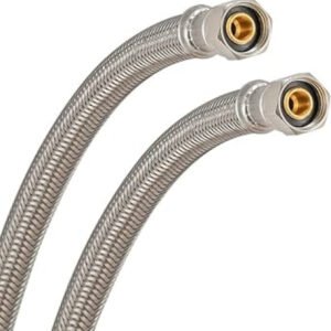 SS BRAIDED ICEMAKER CONNECTOR, 1/4" COMP x 1/4" COMP, 6 FT.
