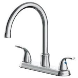Seasons Raleigh Double-Handle Gooseneck Kitchen Faucet, Chrome