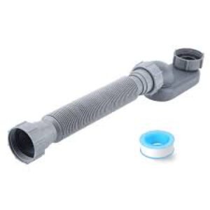 Bathtub Shower Drain Pipe, Low Profile Flat 1 1/2 P Trap Kit Flexible Freestanding Tub Drain for Bath