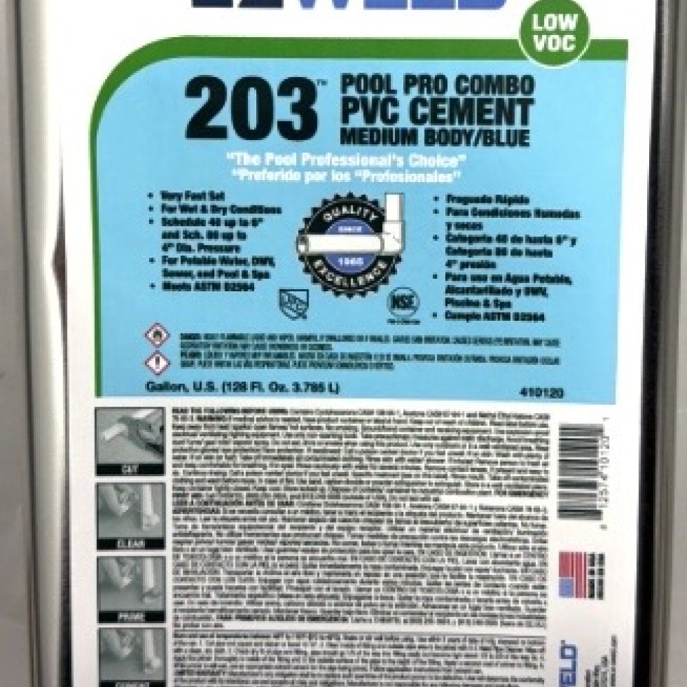 1-Gal Pool Pro Combo PVC Cement Medium Body Dark Blue 203