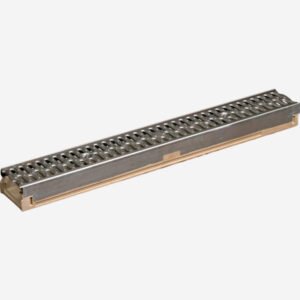 Polymer Concrete Channels with SS Rails, SS Perforated Heel Proof Grates, End Caps, 4” Bottom Outlet*  9836SS-SSPA-1M