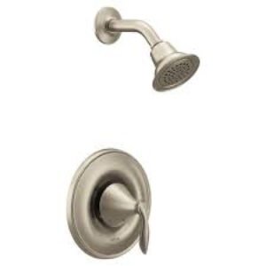 Moen Eva Brushed Nickel One-Handle Posi-Temp Eco-Performance Shower Trim Kit Featuring Showerhead and Shower Lever Handle, Valve Required,