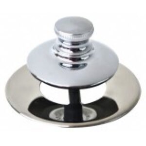 WATCO Drain Stopper: Plastic/Stainless Steel, Chrome-Plated, 2 7/8 in Overall Dia, Push and Pull