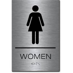 WOMENS RESTROOM SING, ADA COMPLIANT BRAILL SIGN WITH DOUBLE SIDED 3M TAPE