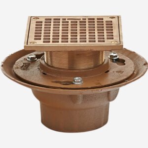 JR Smith 2005LXH03-B08PB Commercial Floor Drain with Adjustable Strainer Head  Floor Drain 3 Inch Push On for PVC