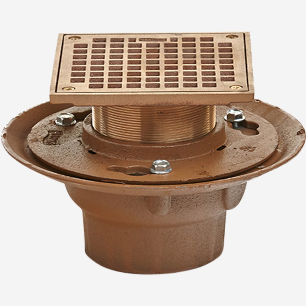 JR Smith 2005LXH03-B08PB Commercial Floor Drain with Adjustable Strainer Head Floor Drain 3 Inch Push On for PVC
