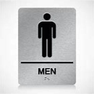 MENS RESTROOM SING, ADA COMPLIANT BRAILL SIGN WITH DOUBLE SIDED 3M TAPE